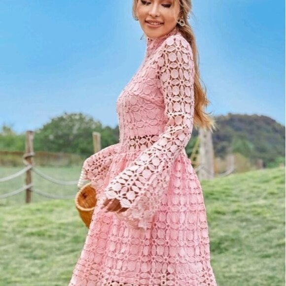 PLAIN CONTRAST MESH CUT OUT DRESS - Picture 2 of 10